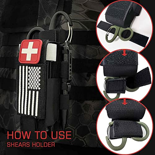 Heavy Duty Laser Cut Molle Tourniquet Holder with Shears & Pen Pouch - Black