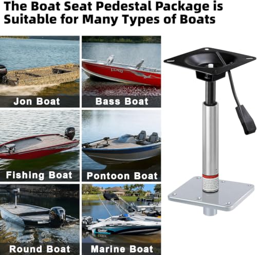 Adjustable Boat Seat Pedestal Kit 14-19 Inch with Locking Pin & Power Mount