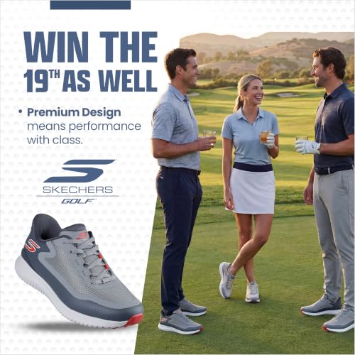 Skechers Men's Flight Slip-Ins Golf Shoe 10.5 Wide Grey - Water-Resistant, Breathable, Easy-On Design