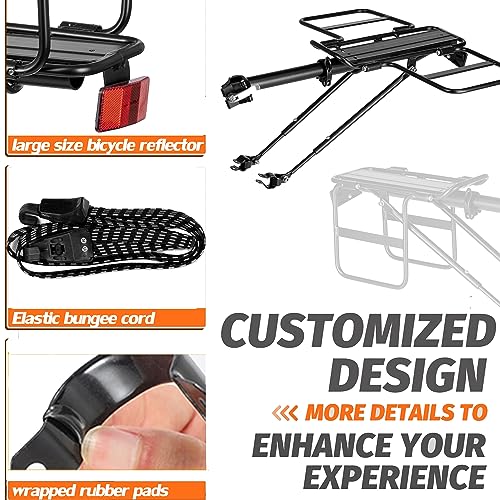 YONTUO Foldable Wide Wings Bike Cargo Rack - Universal Adjustable Bicycle Rear Rack for 24-29 Inch Bikes, Large Capacity, Quick Release
