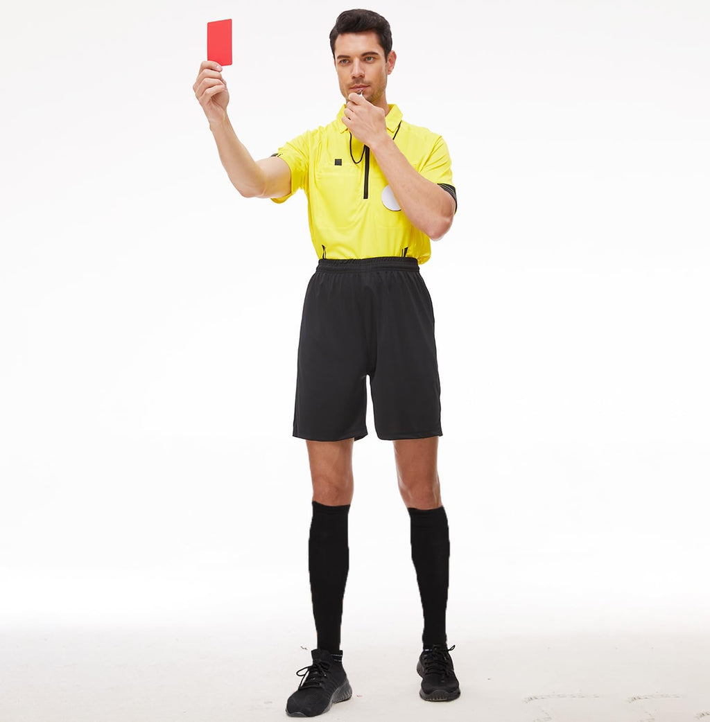 VKT Soccer Referee Kit - Jersey, Shorts, Socks & Whistle - Perfect for Men & Women Halloween Costume