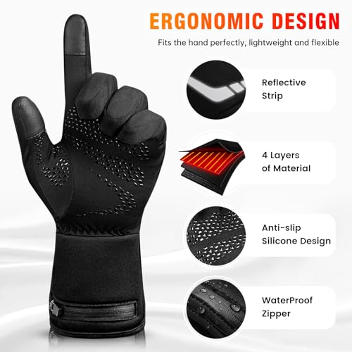 Rechargeable Heated Gloves for Men Women Touchscreen Winter Work Camping Hunting