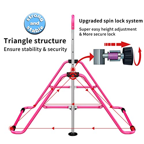 Pink Adjustable Gymnastics Bars for Kids - Foldable & Space-Saving