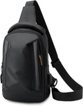 FANDARE Men’s Crossbody Sling Bag - Compact USB-Enabled Messenger Pack for Hiking & Travel | Black Nylon