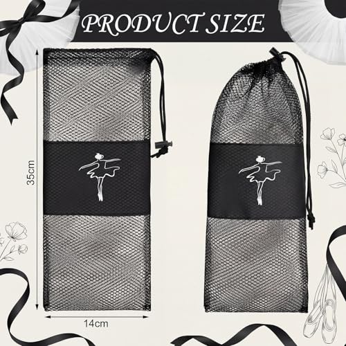 Mesh Dance Pointe Shoes Bag for Women Girls Black - 4 Pack