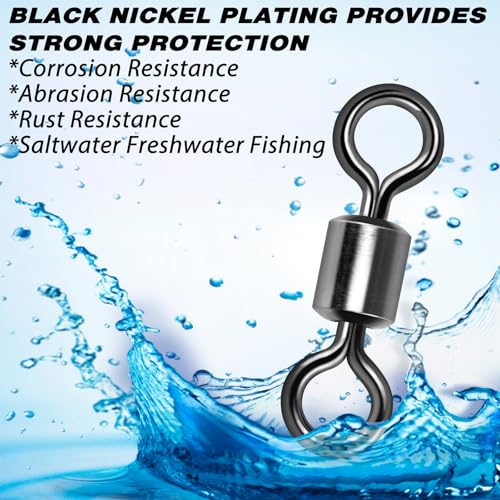 Heavy Duty Stainless Steel Fishing Swivels 77LB 100 Pack - Saltwater & Freshwater Tackle