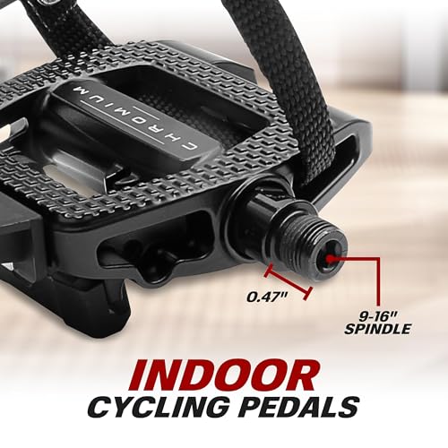 BV Bike Pedals Full Set - Delta & Shimano SPD Compatible 9/16" Toe Cage Exercise Bike Pedals for Peloton & Regular Shoes