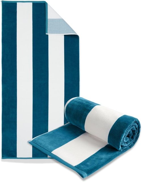 Loon & Lake Beach Towels Set of 2 - Sand Resistant Waffle Weave & Plush Velour | 30" x 60" | Wolfeboro Collection - Adriatic