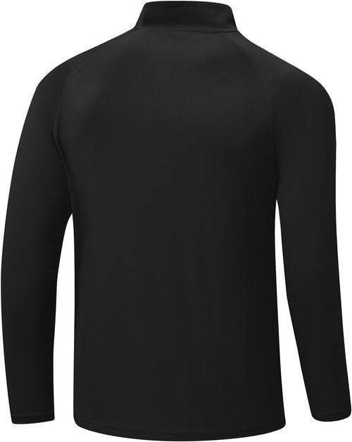 BGOWATU Men's Long Sleeve Hiking Shirt - UPF 50+ Quick Dry Quarter Zip Pullover Rash Guard