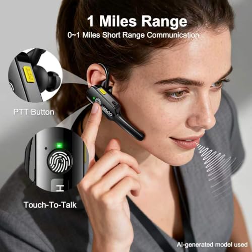 Wireless Mini Walkie Talkies with Noise Cancellation & Touch-to-Talk - 2 Pack