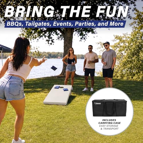 Wooden Cornhole Boards Set 4ft x 2ft Regulation Size with Carrying Case - No Bean Bags