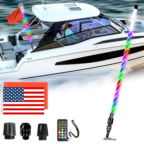 AddSafety 4FT Multi Color LED Boat Navigation Lights with Remote – All-Round Marine Safety & Fun Light Show