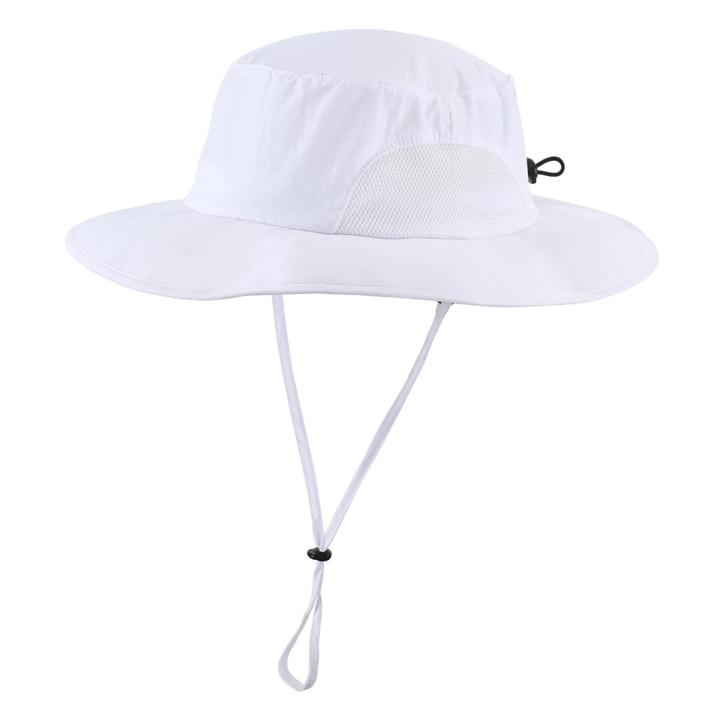 Home Prefer UPF50+ Mens Sun Hat Wide Brim Fishing Hat Airy Mesh UV Protection Portable Bucket Sun Hat White