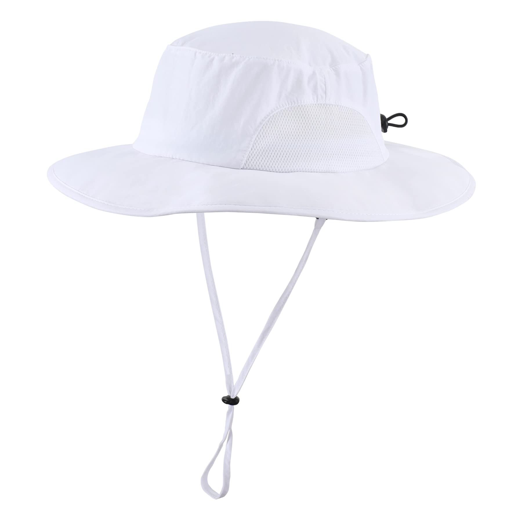 Home Prefer UPF50+ Mens Sun Hat Wide Brim Fishing Hat Airy Mesh UV Protection Portable Bucket Sun Hat White