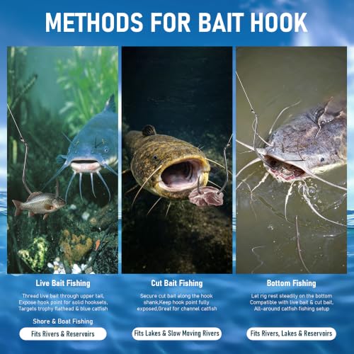 50PCS 4/0 Offset Catfishing Hooks for Flathead and Trophy Fish