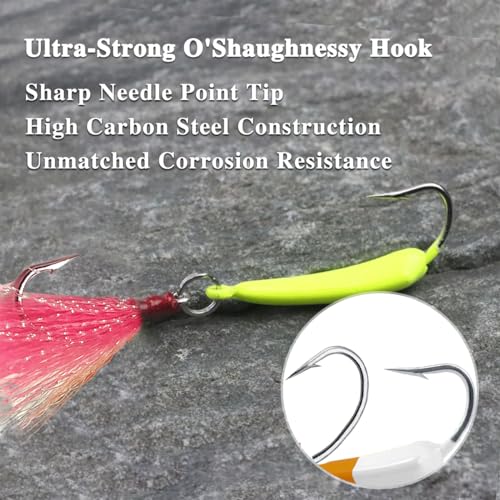 Mixed Color 3/8oz Fishing Jig Heads with Teaser Hooks - Saltwater Stand Up Jigs 5 Pack