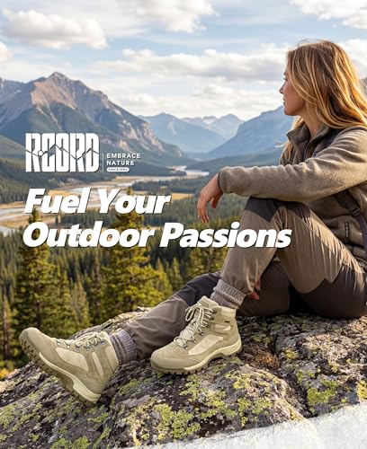 Women’s Waterproof Hiking Boots - Ankle Support, Breathable, Non-Slip, Durable, Size 7.5 Sand