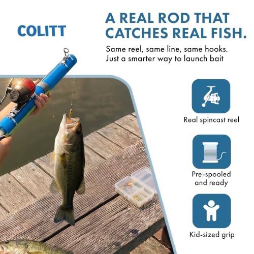 Kids Fishing Pole & Reel Set - Slingshot Catapult Rod for Children