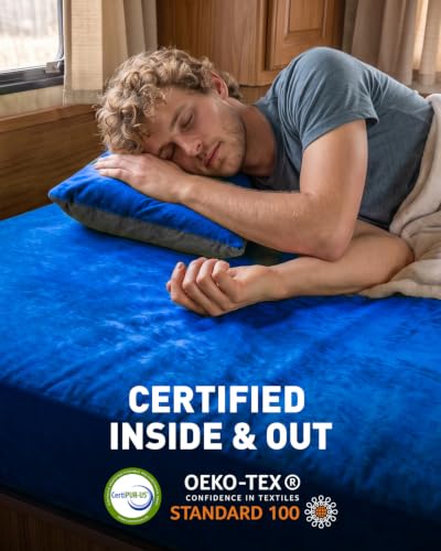 Lapis Blue Memory Foam Camping Mattress - Extra Thick 4 Inch Dual Layer Sleeping Pad