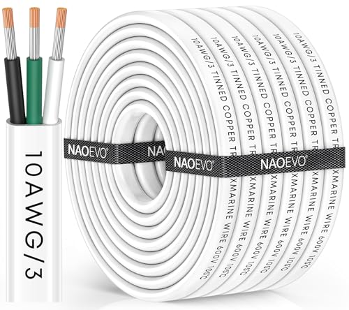 Marine Grade Tinned Copper Wire - 10 Gauge, 30ft - Waterproof Boat Wiring