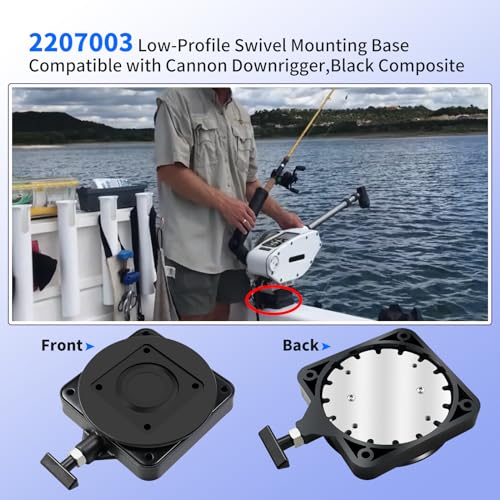 Low-Profile Swivel Base for Cannon Downrigger Fishing Equipment