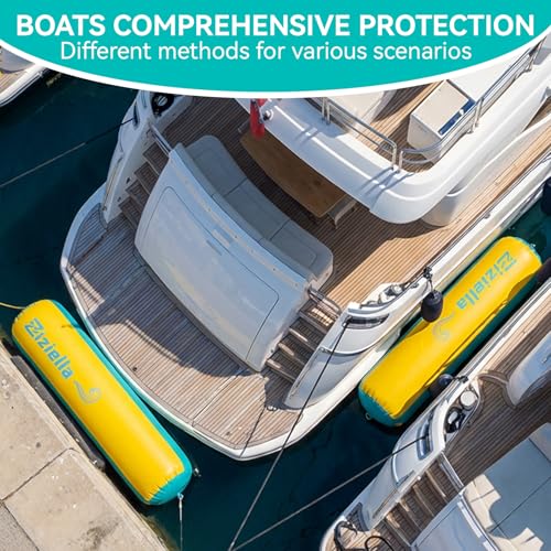 10'x18' Heavy Duty Inflatable Boat Fenders with Ropes - Waterproof Dock Bumpers for Yacht, Pontoon & Fishing Boats