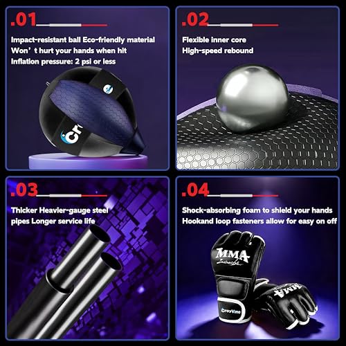 CroyVine Black Adjustable Freestanding Reflex Punching Bag for Home Gym & Boxing Training