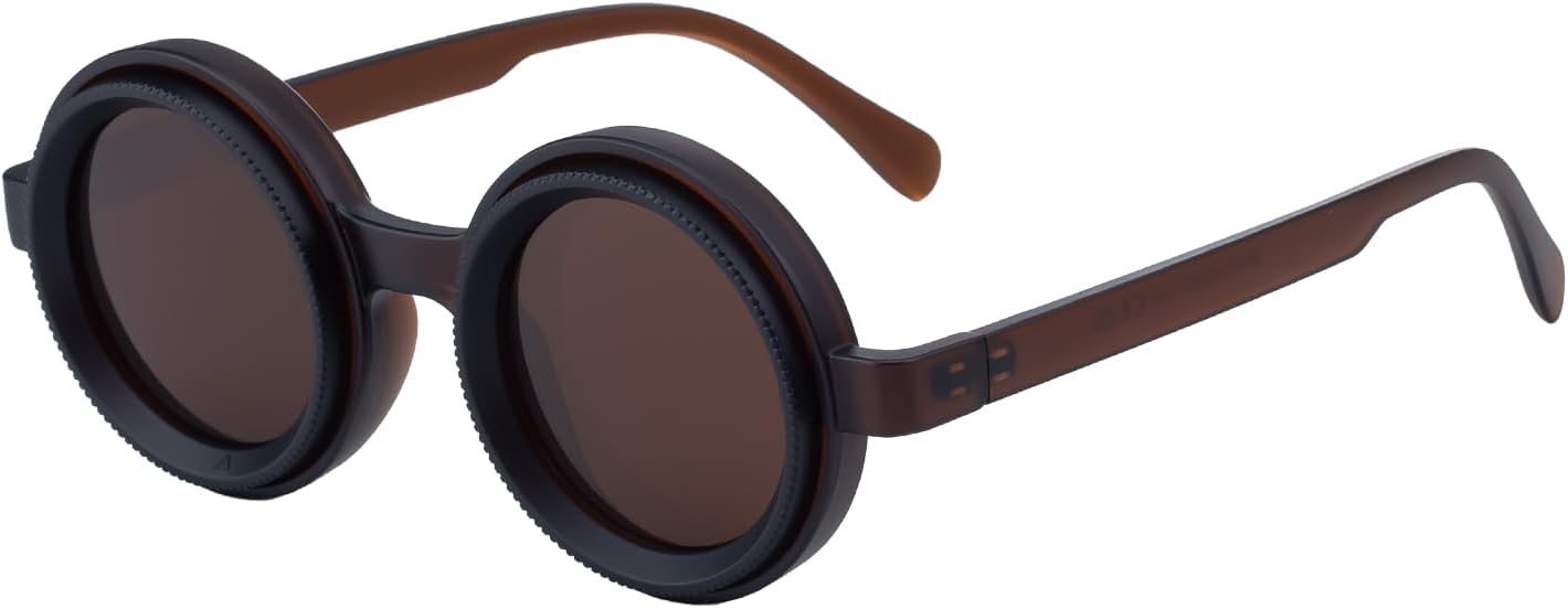 Skiennix Adjustable Tint Nightshift Glasses - Round Polarized ND Filter Lenses, PP Frame