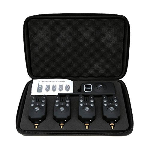 Wireless Water-Resistant Fishing Bite Alarm Set with Digital Receiver & Case