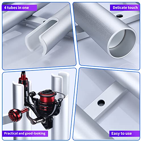 Marinebaby Aluminum Fishing Rod Holder 3/4 Link Tube Pack of 2 - Silver for Boats & Yachts