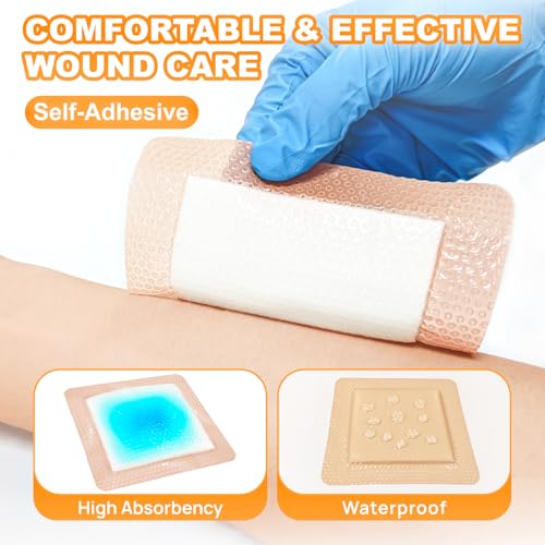 Carbou Silicone Super Absorbent Wound Dressing 5x5 Inches - Pack of 10