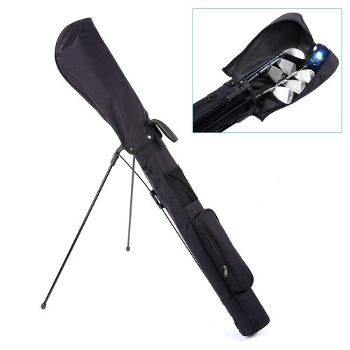 LONGCHAO Golf Bag, Lightweight Golf Club Bags with Stand and Strap, Pitch and Putt Golf Bag 2 Way Driver Golf Bags, (Black)