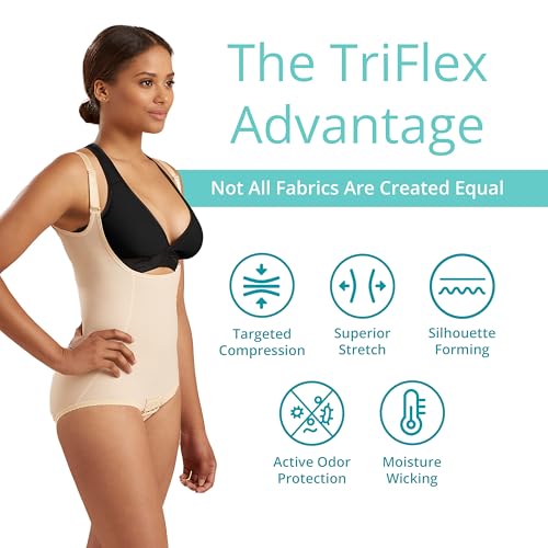 Recovery Panty-Length Post-Surgical Compression Girdle - High Back, Adjustable Bikini, Beige / Medium