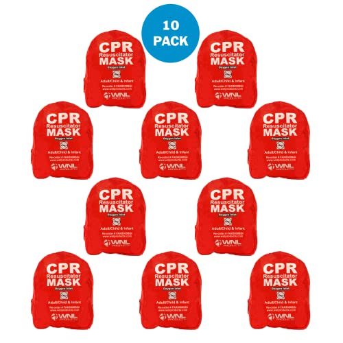 WNL Products 10-Pack CPR Rescue Masks with Soft Case for Adults & Infants