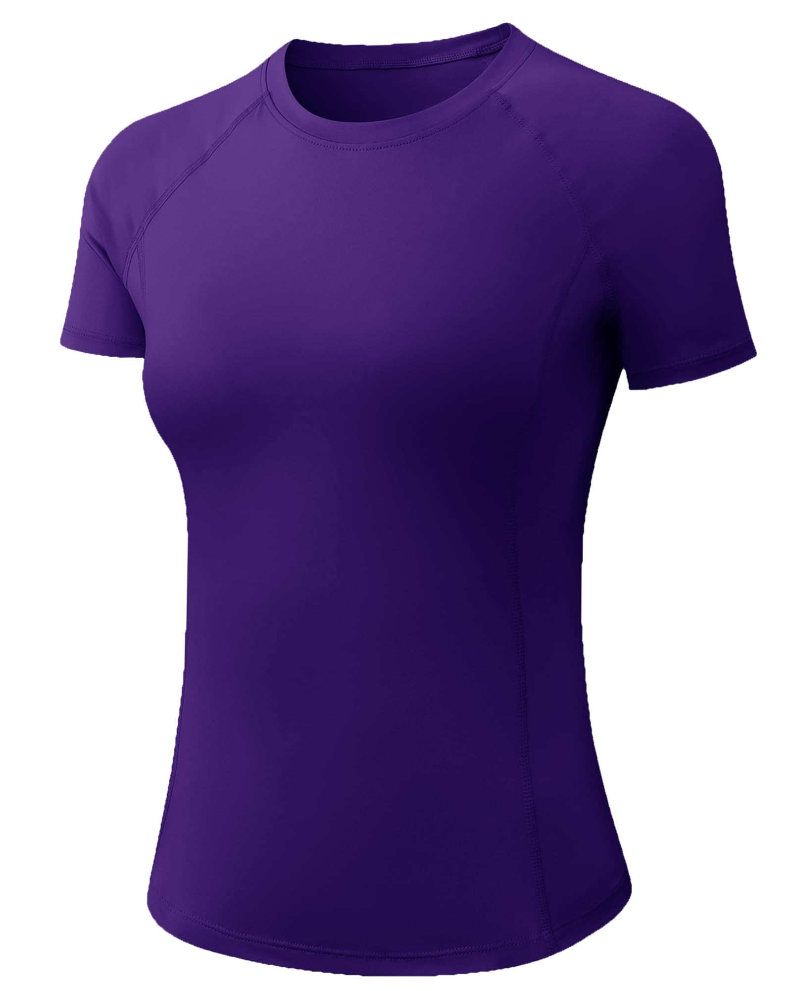 SPVISE Purple Women's Short Sleeve Compression Shirts Workout Athletic Yoga Tops Lightweight Running Gym Basic T-Shirts Soft