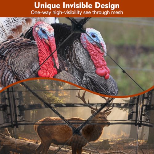 DUEYAGO 270° Camo Ground Hunting Blind for 2-3 Hunters, See-Through Mesh Windows