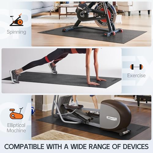 Cybstrax 90"L x 40"W x 0.2" Thick Exercise Equipment Mat for Bike, Treadmill, Yoga, Elliptical