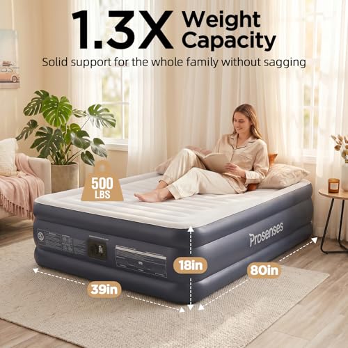 Twin XL Air Mattress with Built-in Pump - Twilight Blue, 18 Inch Elevated Support