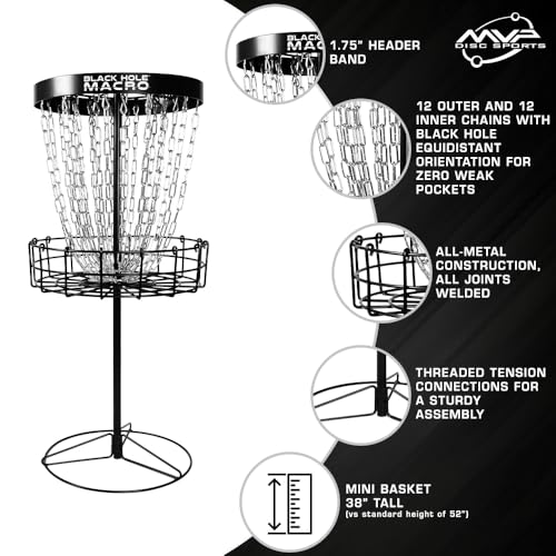 MVP Black Hole Macro Mini Disc Golf Basket - Indoor/Outdoor Practice