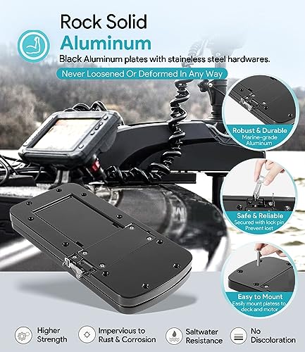 Quick Release Mounting Bracket Kit for Trolling Motors - Aluminum, Black
