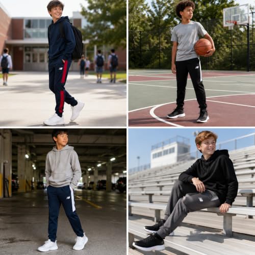 Kids Athletic Jogging Pants 4-Pack - Indigo/Grey, Sizes 14-16