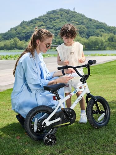 Kids BMX Style Bicycle with Training Wheels - Snow White, 12 Inch