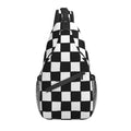 BCQJNB Checkered Black White Sling Backpack Crossbody Shoulder Bag Travel Hiking Daypack Gifts