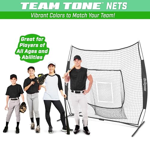 GoSports 7 x 7 ft Softball & Baseball Training Net - Black, Strike Zone, Portable
