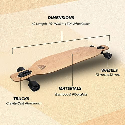 Magneto Bamboo Drop Through Longboard for Cruising Carving & Dancing - Flexible Deck