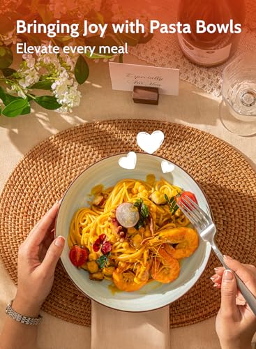 Sweese 6-Pack Ceramic Pasta Bowls - Multicolor, 30oz Large Salad Plates