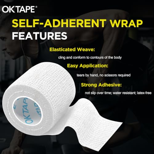 Self Adhesive Bandage Wrap 2 Inch White - Cohesive Elastic Athletic Tape - 12 Rolls