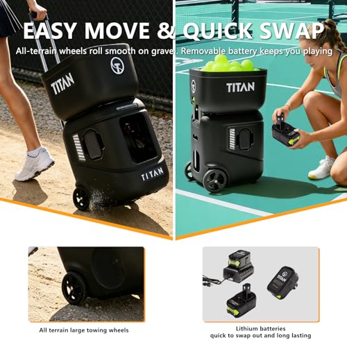Pickleball Ball Machine with Invertible Hopper - 110 Balls, App Control, Lightweight