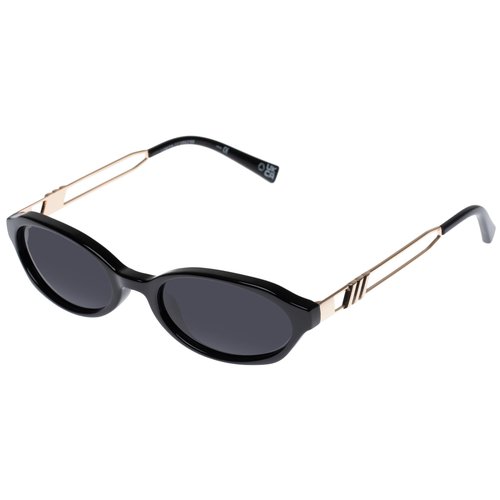 Le Specs Lunita Sunglasses - Black, Oval, Unisex, Minimalist Y2K Style