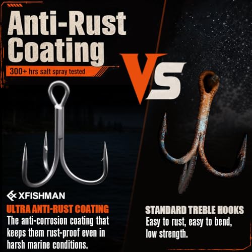 XFISHMAN 5X Heavy Duty Saltwater Treble Hooks Size 5/0 - 6 Pack